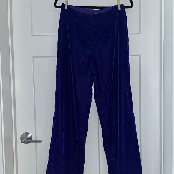 Vintage Cynthia Rowley Royal Purple Velvet Pants 90's Dream - Picture 1 of 9